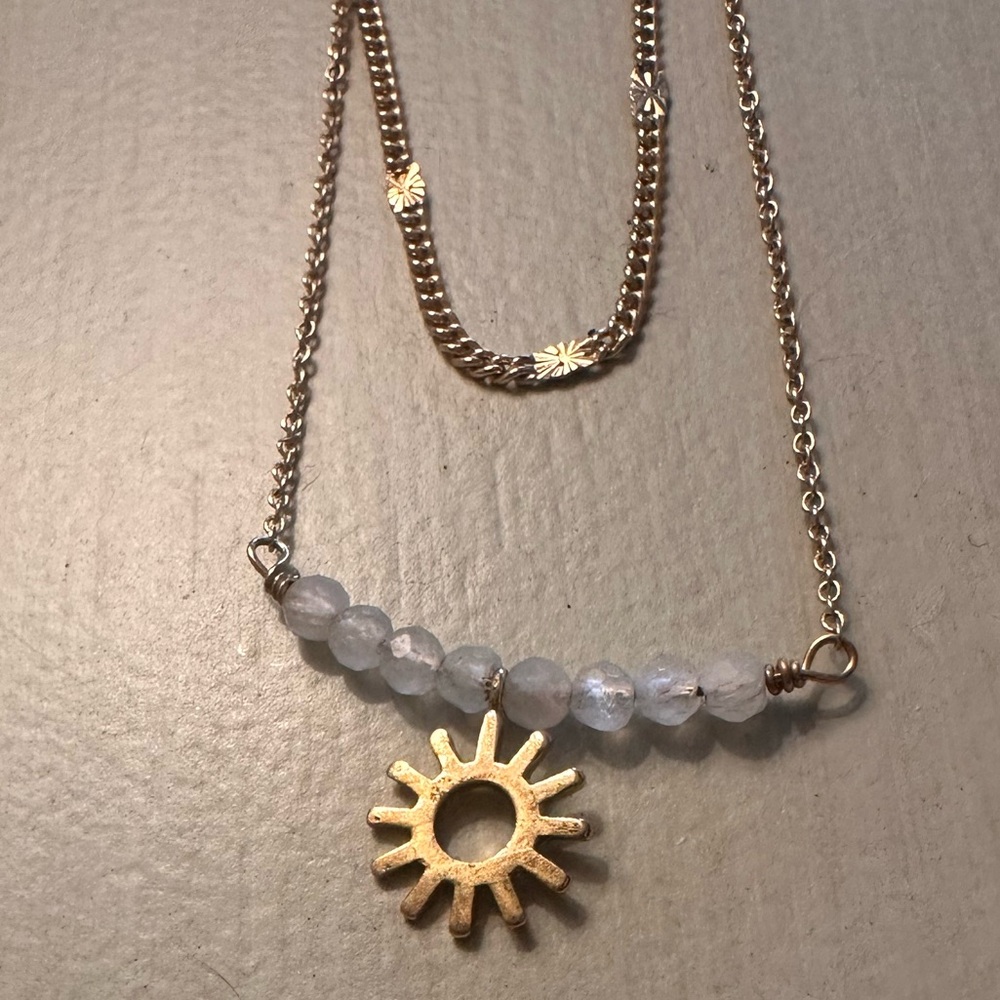 Luna Norte gold & white sun necklace
